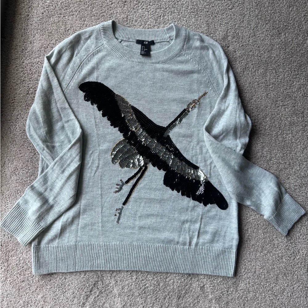H&M Sequin Goose Sweater Size Small